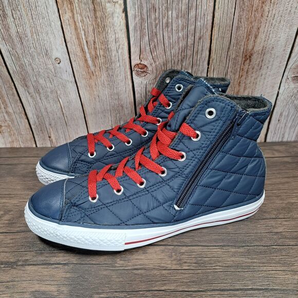 Converse Chuck Taylor CT Side Zip Hi Nighttime Navy Quilted Sneaker Junior Sz 6 - Picture 1 of 9